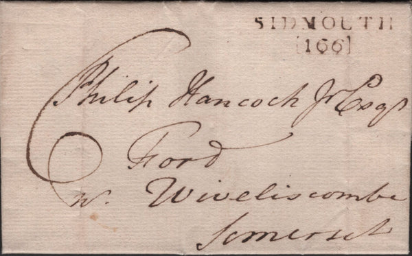 138037 1808 AND 1819 MAIL FROM SIDMOUTH WITH 'SIDMOUTH/166' (DN1237) AND 'SIDMOUTH/188' (DN1240) MILEAGE MARKS RESPECTIVELY.