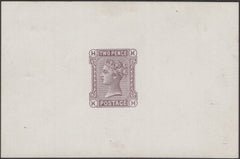 138090 1880 2D PROVISIONAL ISSUE (SG168) DE LA RUE DIE PROOF UNISSUED DESIGN IN PURPLE-BROWN.