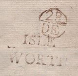 138093 1781 MAIL TWICKENHAM TO LICHFIELD WITH 'ISLE/WORTH' HAND STAMP, UNRECORDED IN COUNTY CATALOGUE.