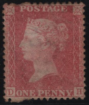 138095 1857 DIE 2 1D PL.52 (SG40) UNUSED WITH CONSTANT VARIETY AND BROKEN PERF VARIETY.