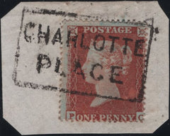 138096 1854 SMALL PIECE DIE 1 1D PL.202 (SG17) 'CHARLOTTE/PLACE' SCOTS LOCAL CANCEL TYPE XVIII.