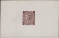 138126 1870 9D DIE PROOF TYPE J21 (SG98/110) IN BROWN ON WHITE MATT CARD.