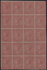 138127 1866 4D VERMILION PL.8 (SG94) IMPERFORATE PLATE PROOF BLOCK OF TWENTY.