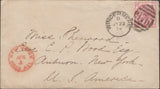 138133 1874 MAIL WINDERMERE, WESTMORLAND TO NEW YORK WITH 3D ROSE PL.14 (SG143).