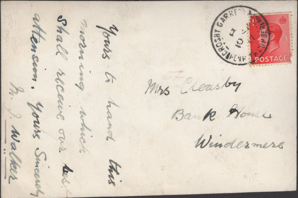 138136 'CROSBY GARRETT' CANCELLATIONS (CUMBERLAND)(3 ITEMS) 1908-1937.