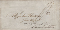 138143 1829 MAIL PHILADELPHIA TO BRAMPTON, CUMBERLAND WITH 'SHIP LETTER/LIVERPOOL' HAND STAMP.