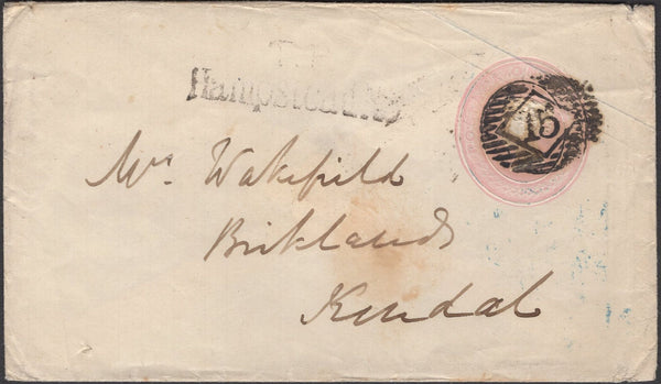 138150 1846 1D PINK ENVELOPE LONDON TO KENDAL.