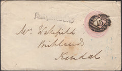 138150 1846 1D PINK ENVELOPE LONDON TO KENDAL.
