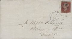 138154 1842 MAIL BRAMPTON, CUMBERLAND TO CARLISLE WITH 1D (SG8)(QC).