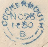138176 1850 MAIL LONDON TO COCKERMOUTH WITH UNIFORM PENNY POST '1' HAND STAMP.