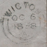 138183 1858 MAIL WIGTON TO ALLONBY WITH DIE 2 1D (SG40) '879' NUMERAL OF WIGTON.