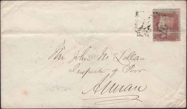 138191 1855 MAIL KIRKPATRICK FLEMING, SCOTLAND TO ANNAN WITH 'KIRKPATRICK FLEMING' CIRCULAR UDC TYPE C3.