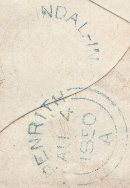 138194 1850 MAIL MILNTHORPE, WESTMORLAND TO NEWTON RIGG, CUMBERLAND WITH 'MILNTHORPE/2' SKELETON HAND STAMP (UNRECORDED) AND 'GRANGE' UDC.