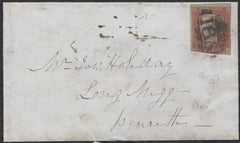 138206 1851 MOURNING ENVELOPE CARLISLE, CUMBERLAND TO PENRITH WITH 'IRTHINGTON' AND 'EDENHALL' UDCs.