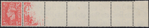 138244 1941 1D PALE SCARLET (SG486) SUPERB DRY PRINT STRIP OF SIX.