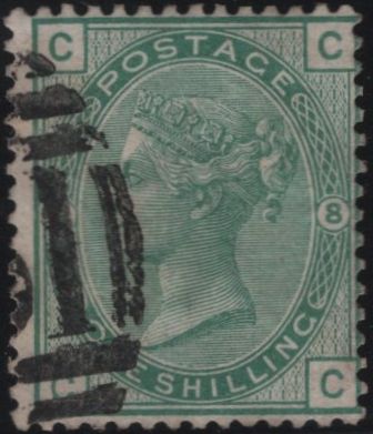 138270 1873 1S GREEN PL.8 (SG150)(CC) FINE USED.