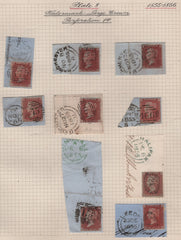 138286 1855 DIE 2 1D PL.8 (SPEC C6) GROUP OF NINE DATED PIECES, EX DR WIGGINS.