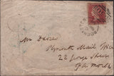 138289 1858 MAIL ROCHESTER TO PLYMOUTH WITH DIE 2 1D PL.60 PERFORATION 16 (SG36) AND 'TROY-TOWN' UDC.