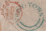 138289 1858 MAIL ROCHESTER TO PLYMOUTH WITH DIE 2 1D PL.60 PERFORATION 16 (SG36) AND 'TROY-TOWN' UDC.