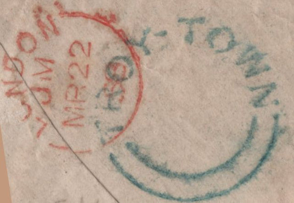 138289 1858 MAIL ROCHESTER TO PLYMOUTH WITH DIE 2 1D PL.60 PERFORATION 16 (SG36) AND 'TROY-TOWN' UDC.