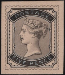138293 CIRCA 1879 DE LA RUE HAND PAINTED ESSAY 5D 'PROVISIONAL' ISSUE.