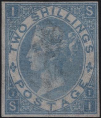 138296 1867 2S DULL BLUE PLATE ONE IMPERFORATE IMPRIMATUR (SG118)(SI).