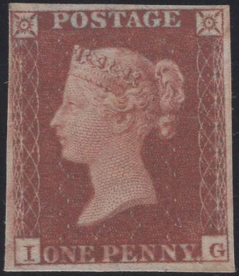 138344 1854 DIE 1 1D IMPERFORATE IMPRIMATUR FROM UNISSUED RESERVE PLATE EIGHT.