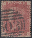 138351 1858 1D PL.95 (SG43) 'O.U.S' OVERPRINT READING UPWARDS VARIETY OVERPRINT DOUBLED (SPEC PP223a), GOOD TO FINE USED.