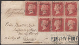 138393 1859 REGISTERED MAIL FINTRY, CO. STIRLING TO GLASGOW WITH 1D (SG40) X 7 AND BELOW 'FINTRY FINTRY' SCOTS LOCAL HAND STAMP IN DARK BLUE.