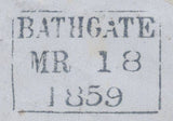138395 1859 LARGE PART WRAPPER TORPHICHEN, LINLITHGOW TO EDINBURGH 1D (SG40) BLOCK OF FOUR 'TORPICHEN' SCOTS LOCAL CANCELLATION.