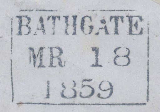 138395 1859 LARGE PART WRAPPER TORPHICHEN, LINLITHGOW TO EDINBURGH 1D (SG40) BLOCK OF FOUR 'TORPICHEN' SCOTS LOCAL CANCELLATION.