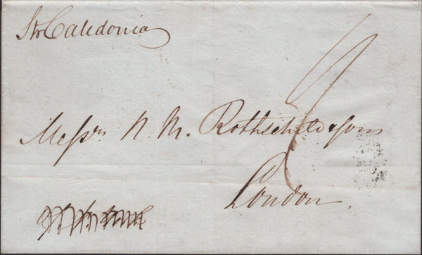 138401 1843 MAIL CUBA (DRAKE BROS) TO LONDON VIA LIVERPOOL WITH LIVERPOOL MALTESE CROSS ON REVERSE.