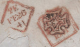 138402 1841 UNPAID MAIL DUBLIN TO SLIGO WITH DUBLIN MALTESE CROSS USED TO OBLITERATE DUBLIN 'PAID' DATE STAMP APPLIED IN ERROR.
