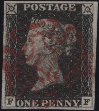 138407 1840 1D BLACK PL.1B (SG2)(FF) FINE USED.