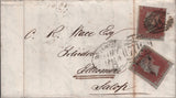 138411 1854 MAIL LONDON TO ELLESMERE, SALOP WITH COMBINATION 1D IMPERF (SG8) AND 1D PERF (SG16).