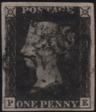 138445 1840-41 MATCHED PAIR 1D BLACK PL.5 (SG2) AND 1D RED (SG7) LETTERED PE, FINE USED.