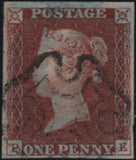 138445 1840-41 MATCHED PAIR 1D BLACK PL.5 (SG2) AND 1D RED (SG7) LETTERED PE, FINE USED.