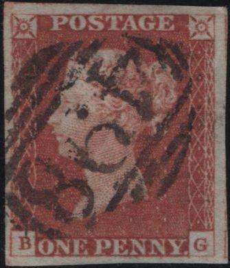 138476 1845 1D PL.60 (SG8)(BG) FINE USED.