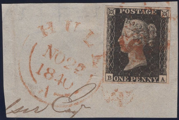 138484 1840 1D GREY-BLACK PL.5 (SG3)(BA) ON DATED PIECE, FINE USED.