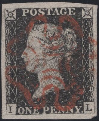 138486 1840 1D BLACK PL.1B (SG2)(IL) FINE USED.