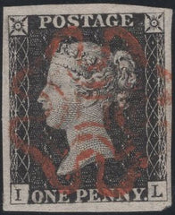 138486 1840 1D BLACK PL.1B (SG2)(IL) FINE USED.