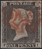 138487 1840 1D GREY-BLACK PL.1A (SG3)(FI CONSTANT VARIETY 'DOUBLE F' SPEC AS3d) FINE TO VERY FINE USED.