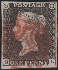 138489 1840 1D GREY-BLACK PL.1A (SG3)(BL) VERY FINE USED.