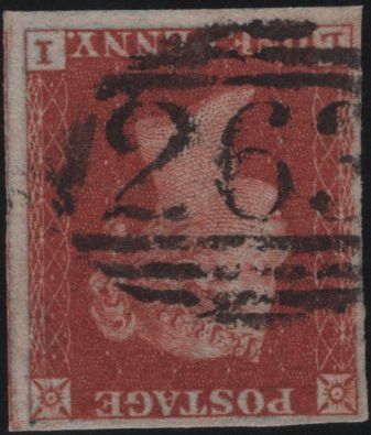 138519 1844 1D PL.50 WATERMARK INVERTED (SG8Wi)(LI) FINE USED.