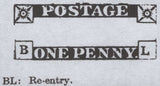 138521 1845 1D PL.59 (SG8)(BL RE-ENTRY SPEC BS48a) USED.