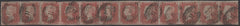 138541 1849 1D PL.94 (SG8) COMPLETE STRIP OF TWELVE FROM THE 'I' ROW, GOOD TO FINE USED.