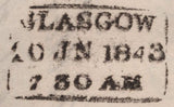 138561 1843 MAIL GREENOCK TO GLASGOW WITH 1D PL.26 (SG8) DISTINCTIVE MALTESE CROSS OF GREENOCK (B1tm).