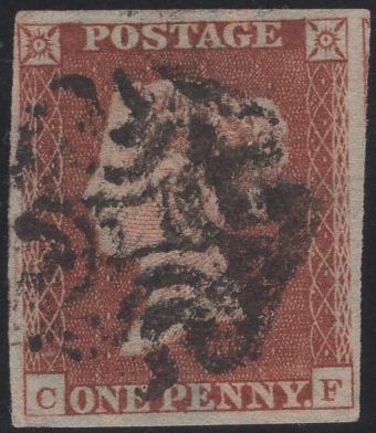 138595 1841 1D PL.17 (SG8) MATCHED PAIR LETTERED CF IN STATE ONE AND STATE TWO (SPEC BS6h).