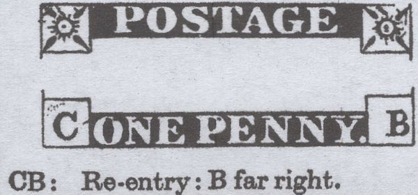 138612 1848 1D PL.85 (SG8) GOOD USED HORIZONTAL STRIP OF THREE CB CC CD INCLUDING CB RE-ENTRY (SPEC BS74a).