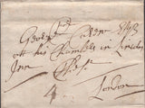 138617 1711 MAIL PEMBROKE TO LONDON WITH 'PEM-/BROOK' TWO LINE HAND STAMP (W1874).